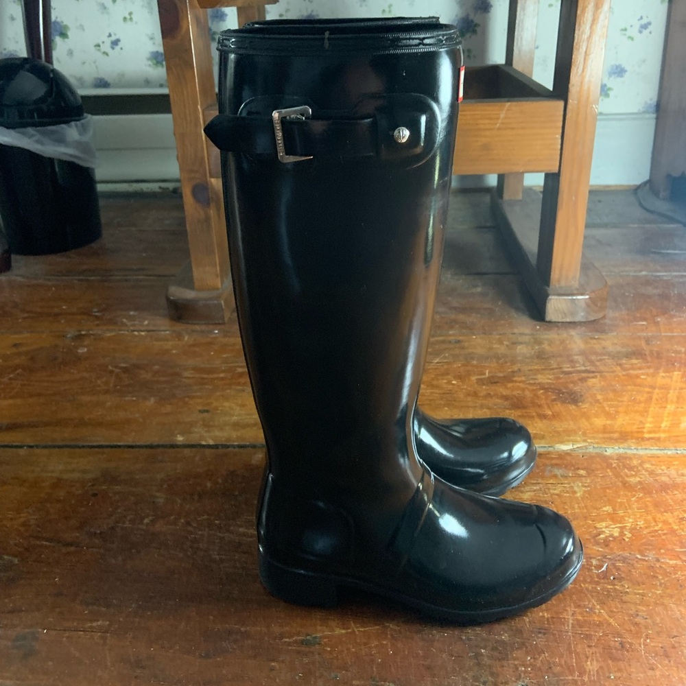 Hunter black glossy original tour tall boots